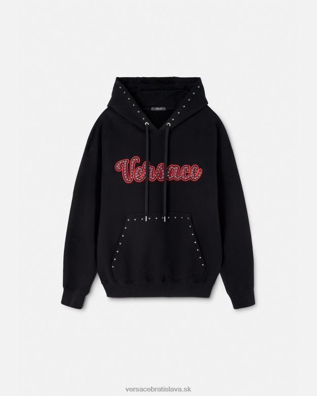 oblečenie X8X8P1425 Versace mikina s vysokým logom univerzity čierna muži
