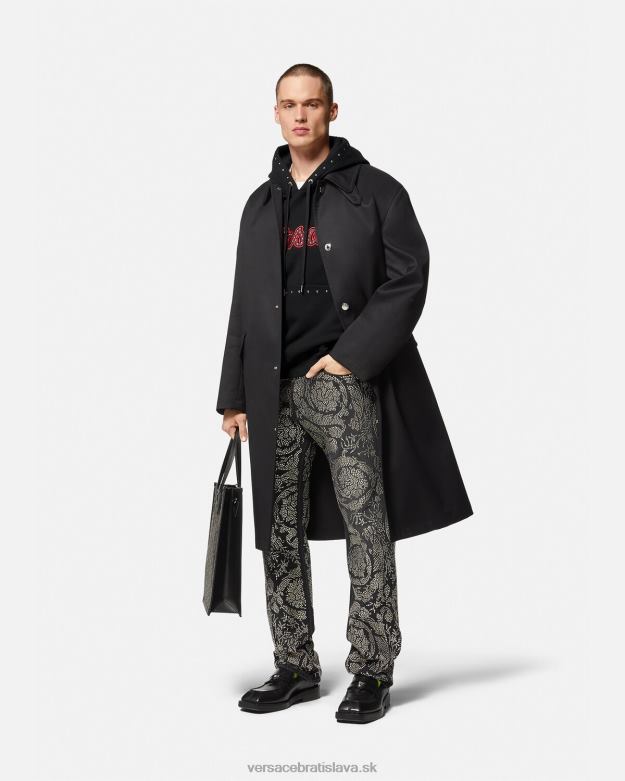 oblečenie X8X8P1425 Versace mikina s vysokým logom univerzity čierna muži