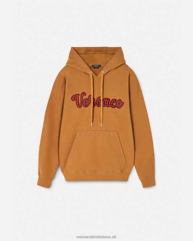 oblečenie X8X8P1426 Versace mikina s vysokým logom univerzity oranžová muži