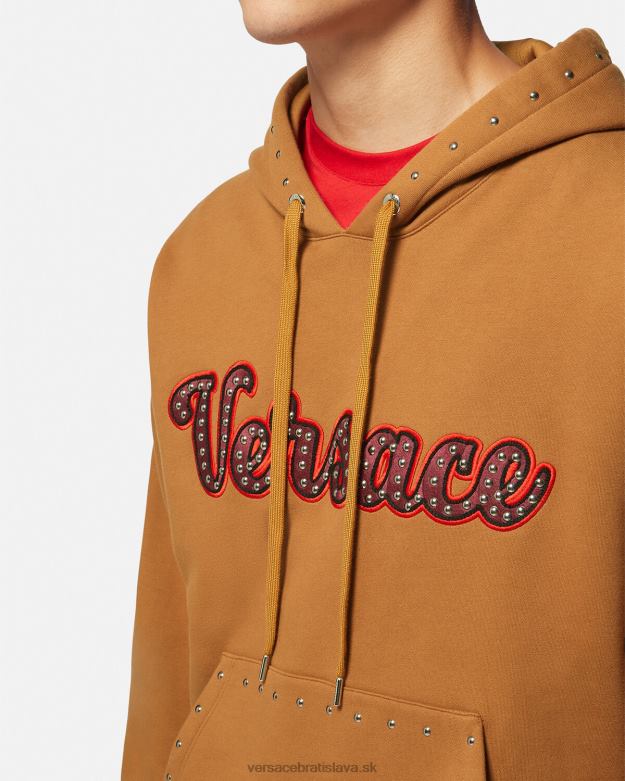 oblečenie X8X8P1426 Versace mikina s vysokým logom univerzity oranžová muži