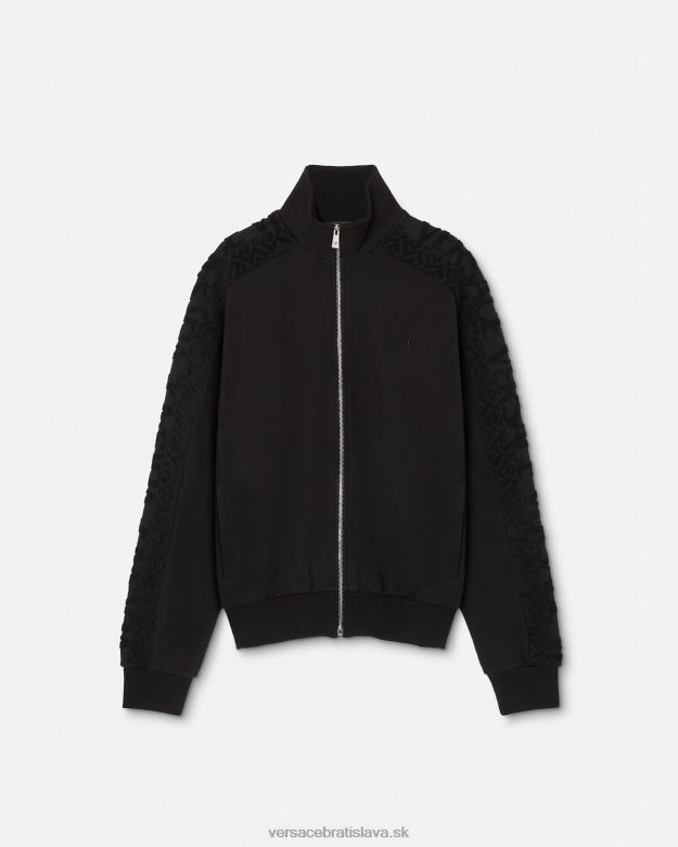oblečenie X8X8P1427 Versace logo froté mikina na zips čierna muži