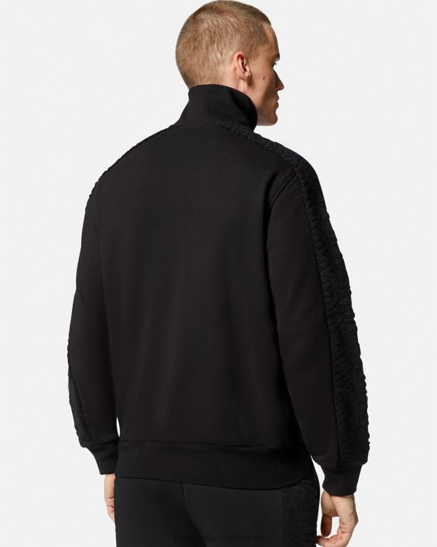 oblečenie X8X8P1427 Versace logo froté mikina na zips čierna muži