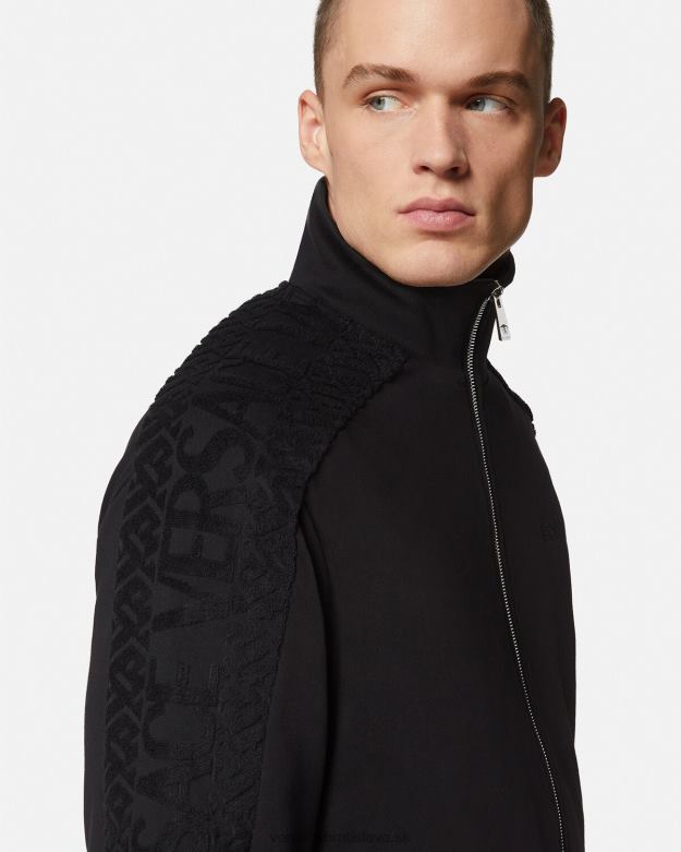 oblečenie X8X8P1427 Versace logo froté mikina na zips čierna muži