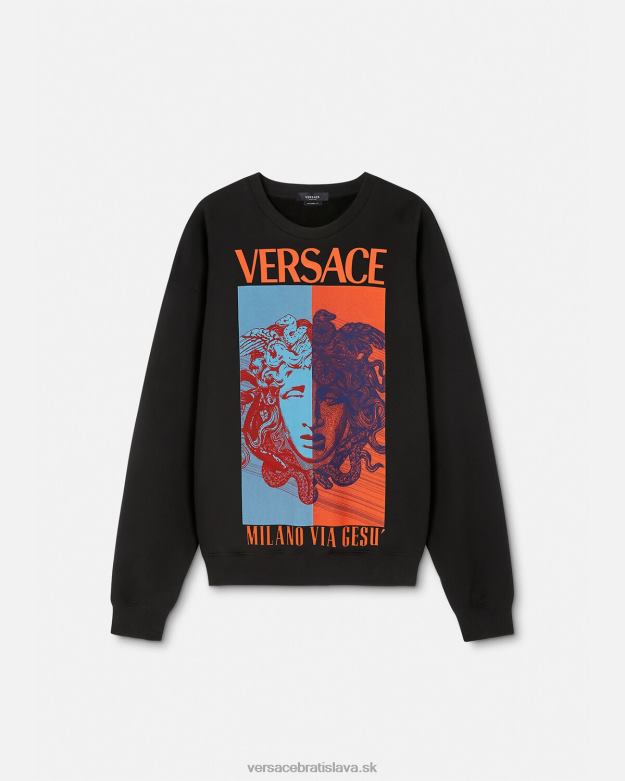 oblečenie X8X8P1428 Versace grafická mikina medusa čierna muži