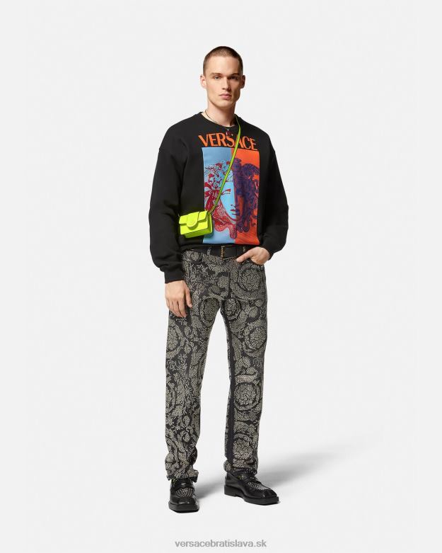 oblečenie X8X8P1428 Versace grafická mikina medusa čierna muži