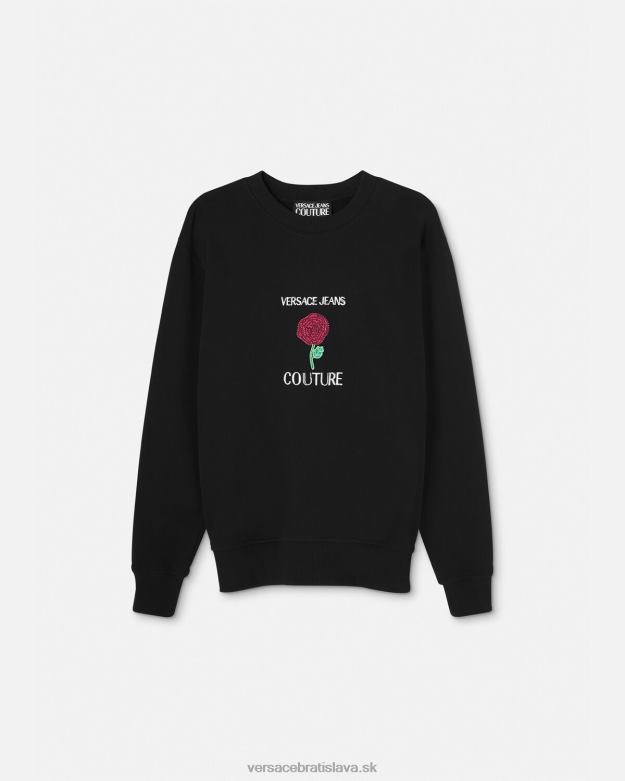 oblečenie X8X8P2379 Versace mikina s logom ruží čierna muži