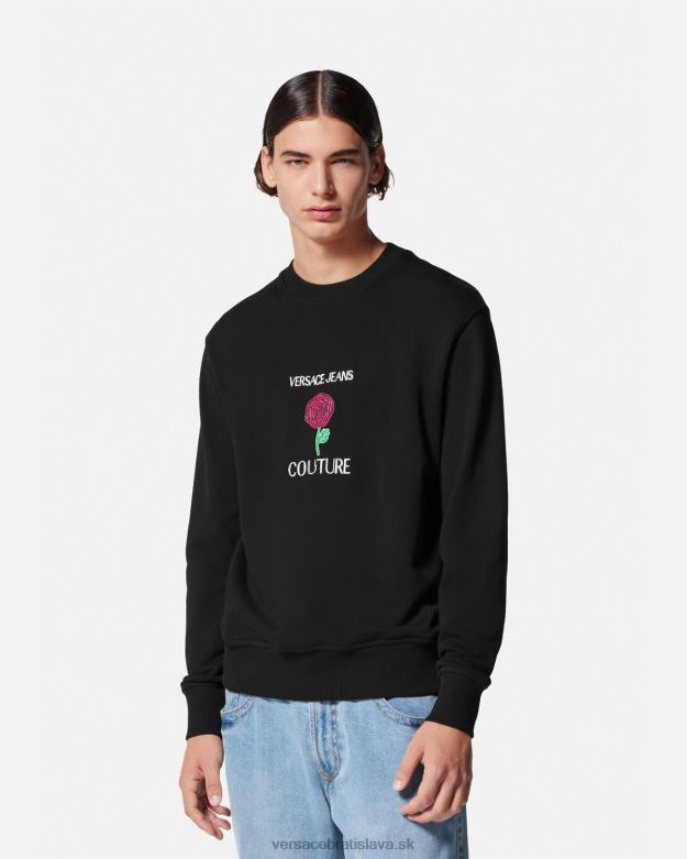 oblečenie X8X8P2379 Versace mikina s logom ruží čierna muži