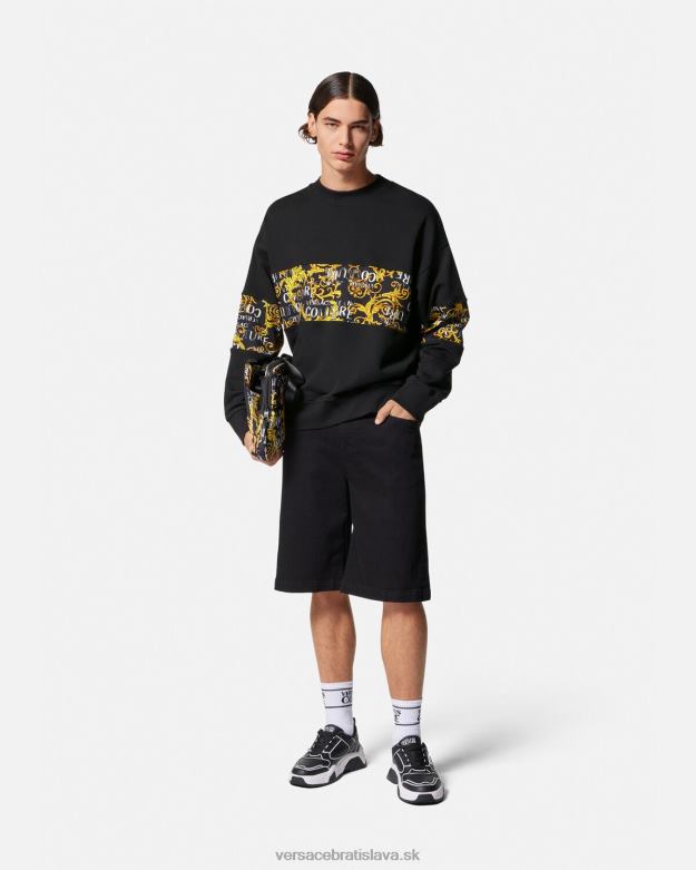 oblečenie X8X8P2407 Versace mikina s logom couture čierne zlato muži