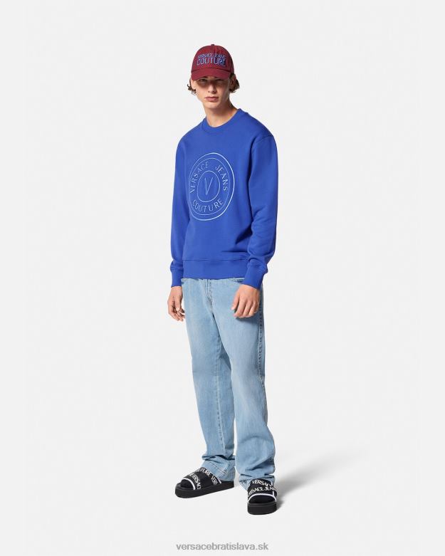 oblečenie X8X8P2413 Versace vyšívaná mikina s V-emblémom bluette muži