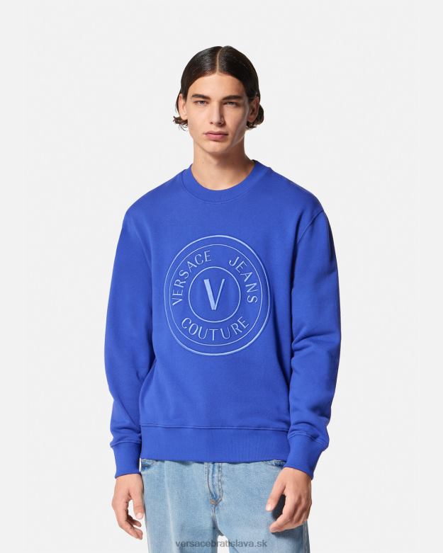 oblečenie X8X8P2413 Versace vyšívaná mikina s V-emblémom bluette muži