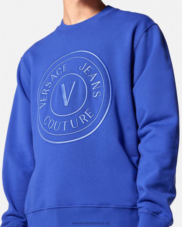 oblečenie X8X8P2413 Versace vyšívaná mikina s V-emblémom bluette muži