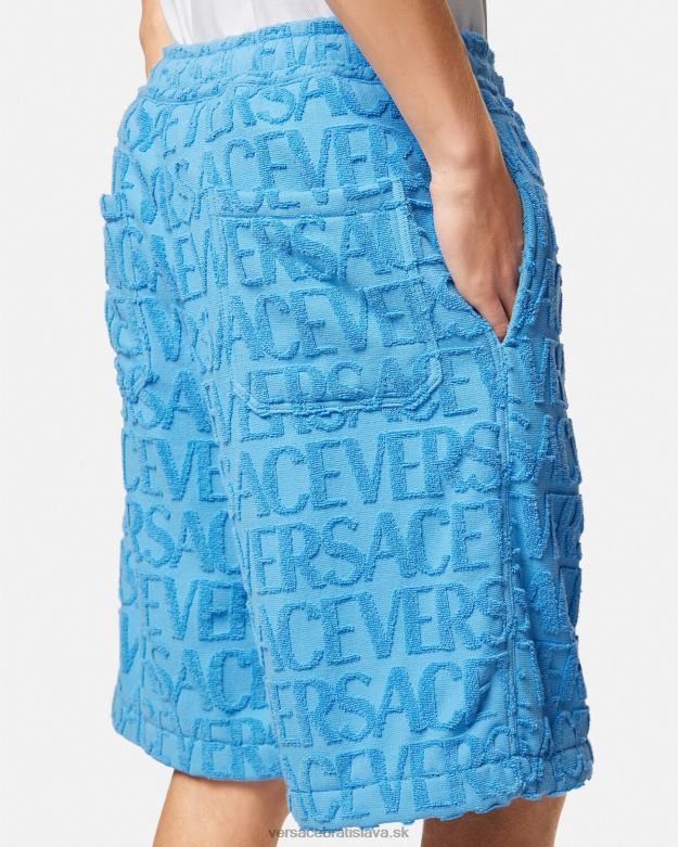 oblečenie X8X8P1429 Versace celoplošné uterákové šortky svetlo modrá muži