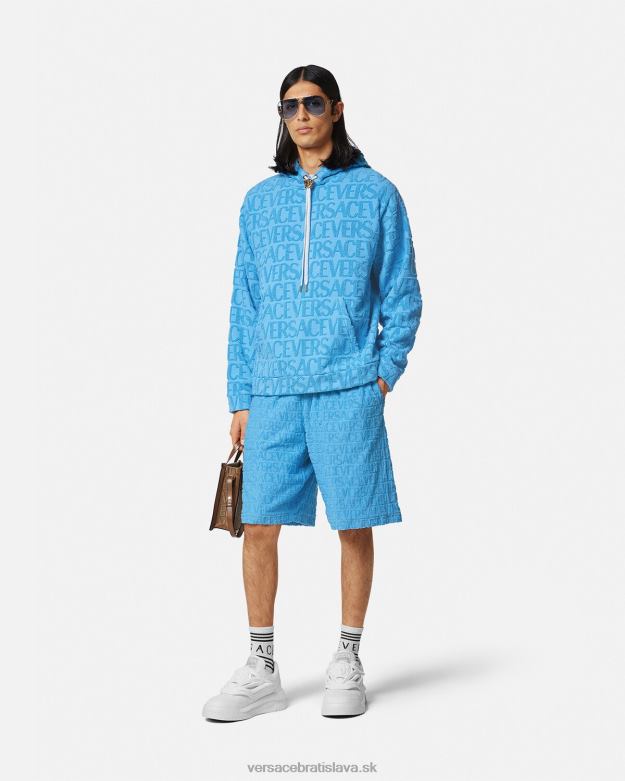oblečenie X8X8P1431 Versace celoplošné uterákové šortky svetlo modrá muži