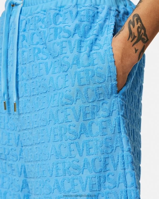 oblečenie X8X8P1431 Versace celoplošné uterákové šortky svetlo modrá muži