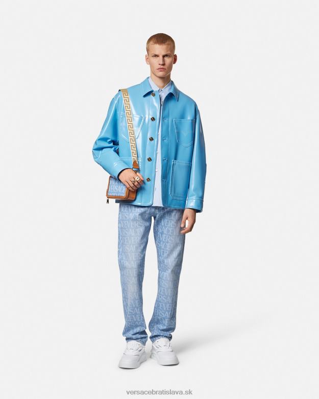 oblečenie X8X8P1435 Versace celoplošné džínsy Modrá muži