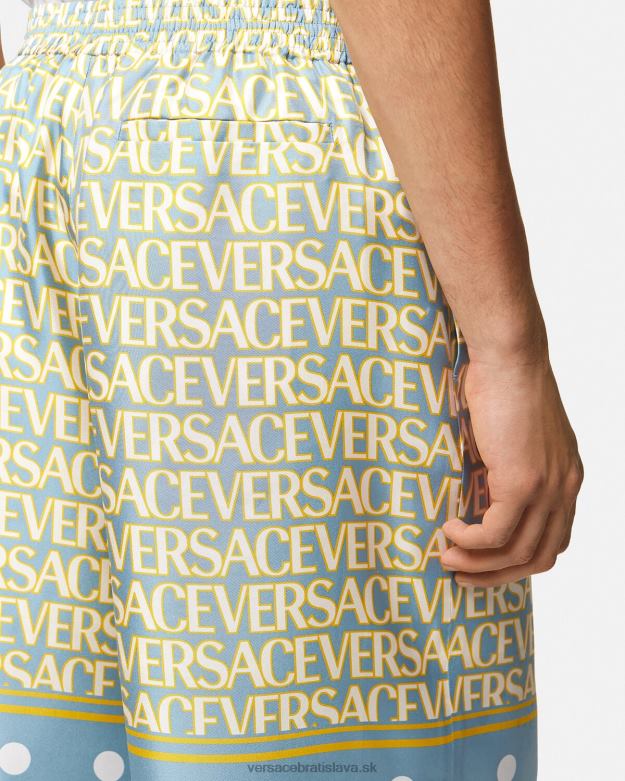 oblečenie X8X8P1438 Versace celoplošné hodvábne šortky vytlačiť muži