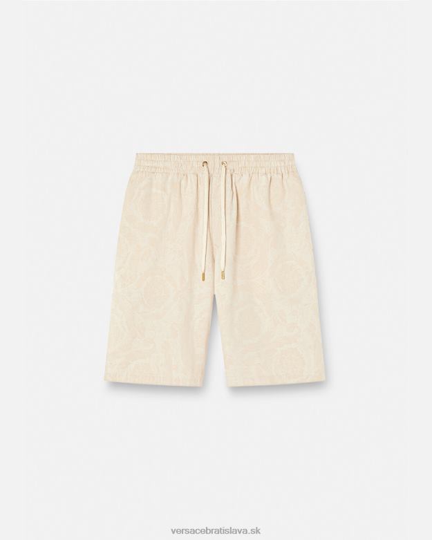oblečenie X8X8P1441 Versace barocco silueta chambray šortky béžová muži