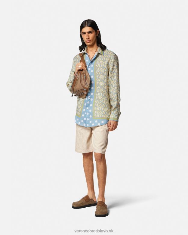 oblečenie X8X8P1441 Versace barocco silueta chambray šortky béžová muži