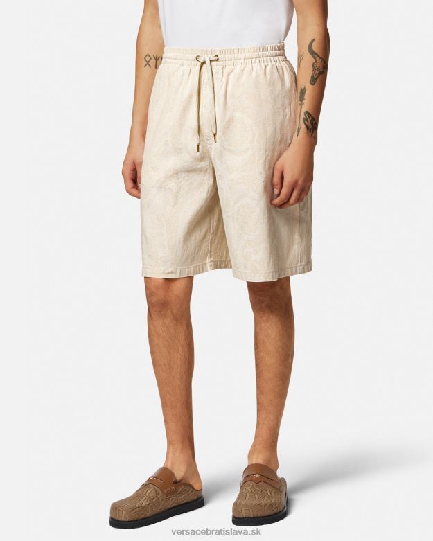oblečenie X8X8P1441 Versace barocco silueta chambray šortky béžová muži