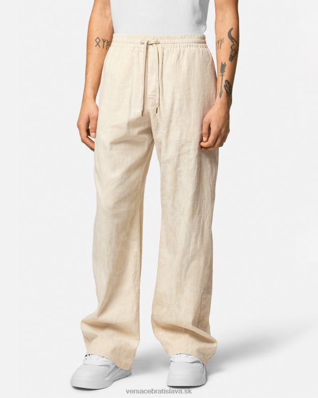 oblečenie X8X8P1442 Versace barocco silueta chambray nohavice béžová muži