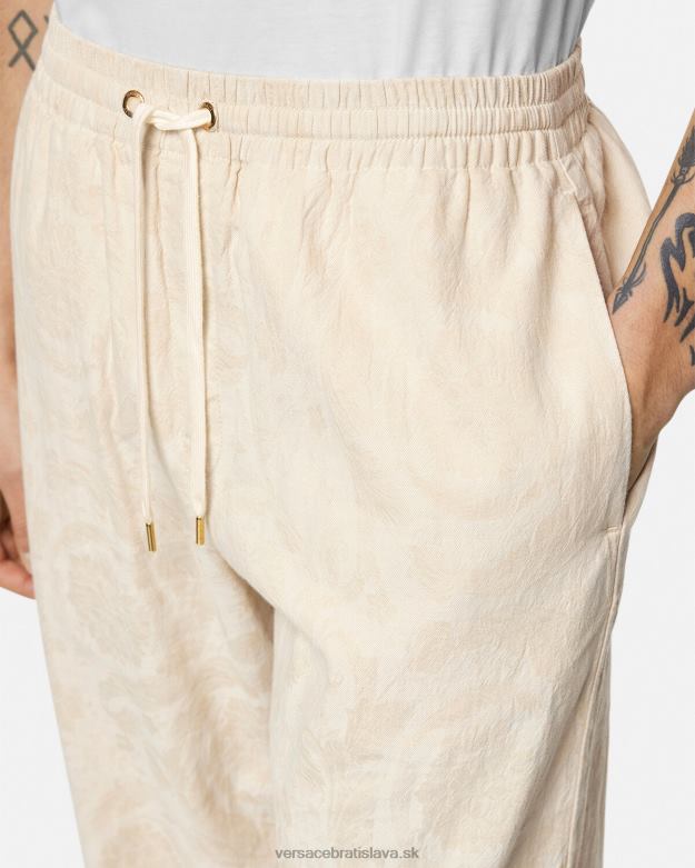 oblečenie X8X8P1442 Versace barocco silueta chambray nohavice béžová muži