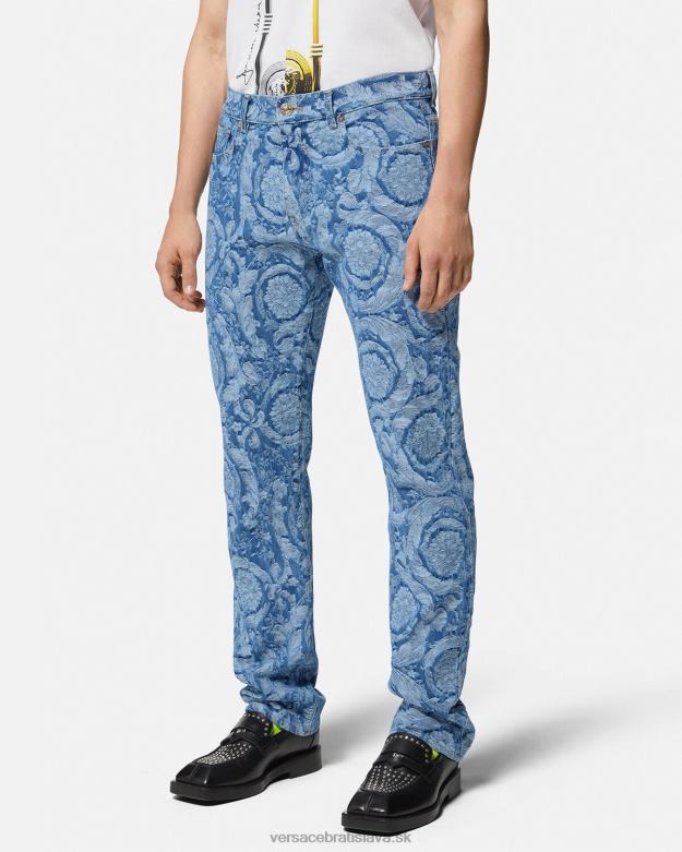 oblečenie X8X8P1448 Versace džínsy barocco silueta modrá a potlač muži