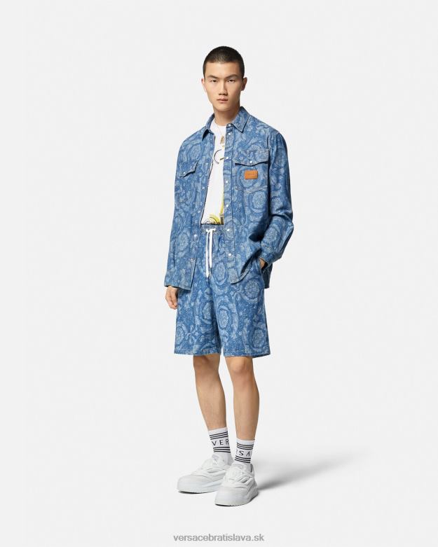 oblečenie X8X8P1449 Versace džínsové šortky barocco silhouette modrá a potlač muži