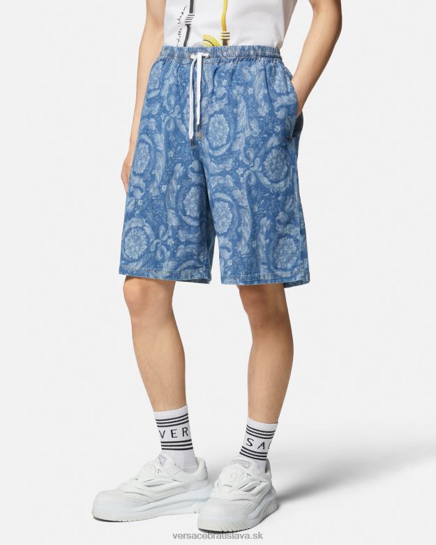 oblečenie X8X8P1449 Versace džínsové šortky barocco silhouette modrá a potlač muži