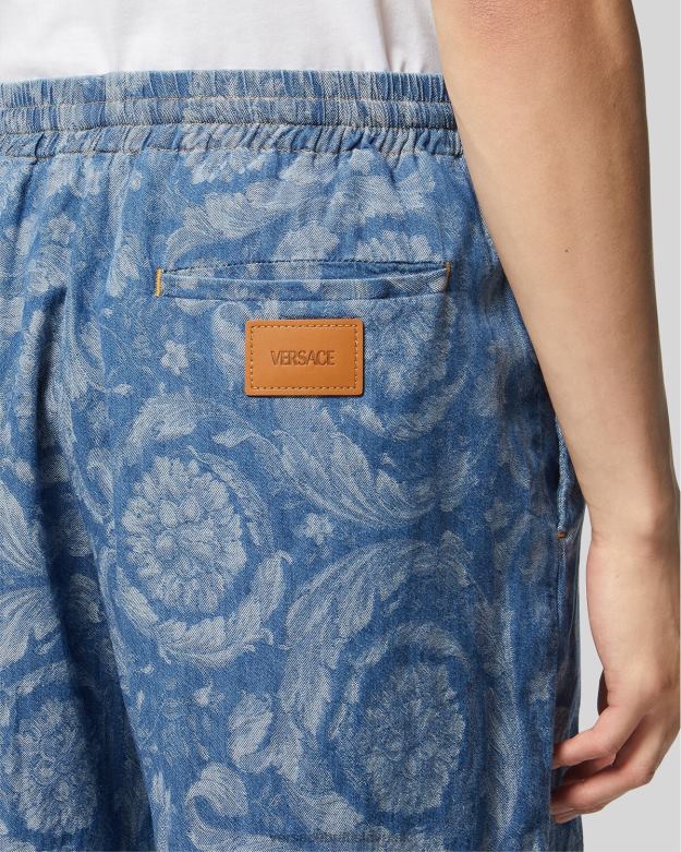 oblečenie X8X8P1449 Versace džínsové šortky barocco silhouette modrá a potlač muži