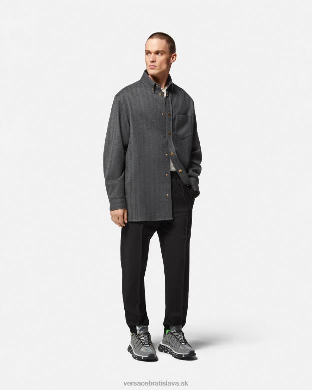 oblečenie X8X8P1450 Versace jogger nohavice z mohérovej zmesi čierna muži