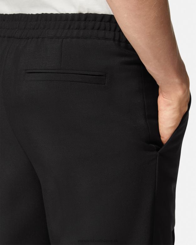 oblečenie X8X8P1450 Versace jogger nohavice z mohérovej zmesi čierna muži