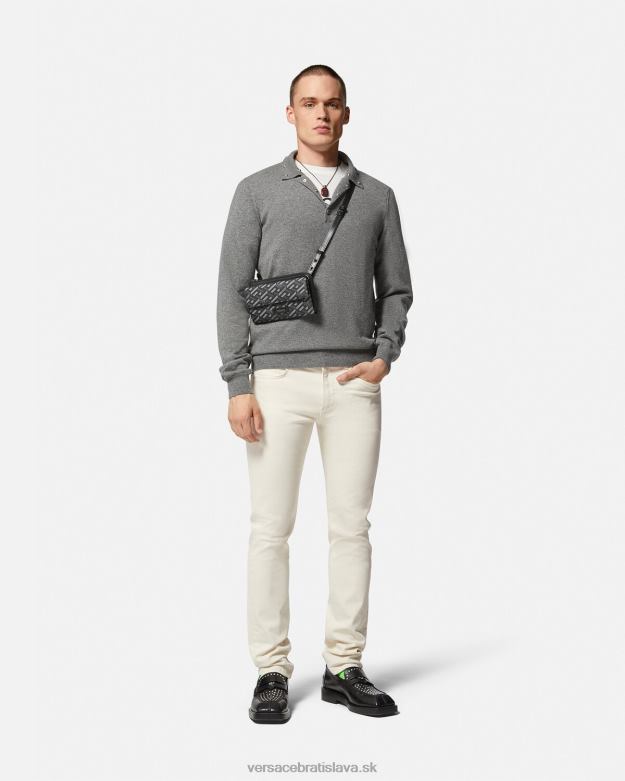 oblečenie X8X8P1451 Versace džínsy medusa slim-fit biely muži