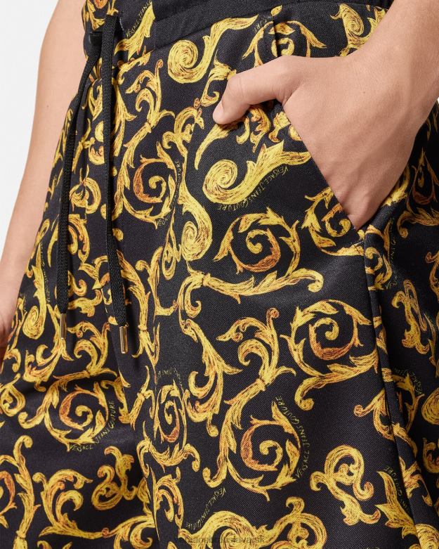 oblečenie X8X8P2382 Versace sketch couture teplákové šortky čierne zlato muži