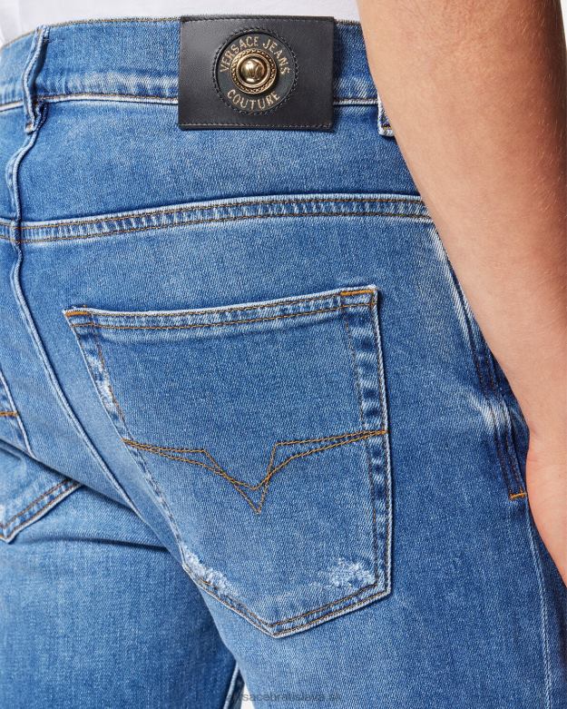 oblečenie X8X8P2419 Versace slim-fit džínsy Modrá muži