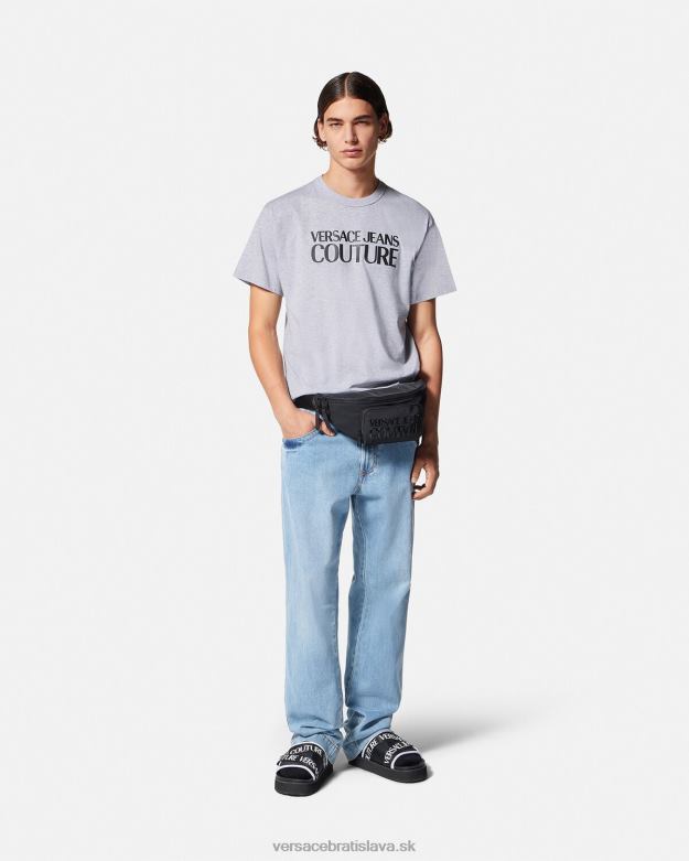 oblečenie X8X8P2420 Versace džínsy s logom v páse Modrá muži