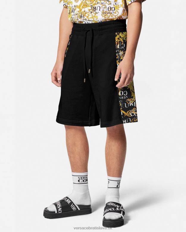 oblečenie X8X8P2422 Versace teplákové šortky s logom čierne zlato muži