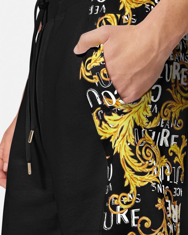 oblečenie X8X8P2422 Versace teplákové šortky s logom čierne zlato muži