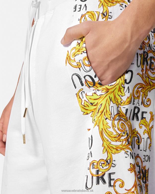 oblečenie X8X8P2424 Versace teplákové šortky s logom zlatá a biela muži