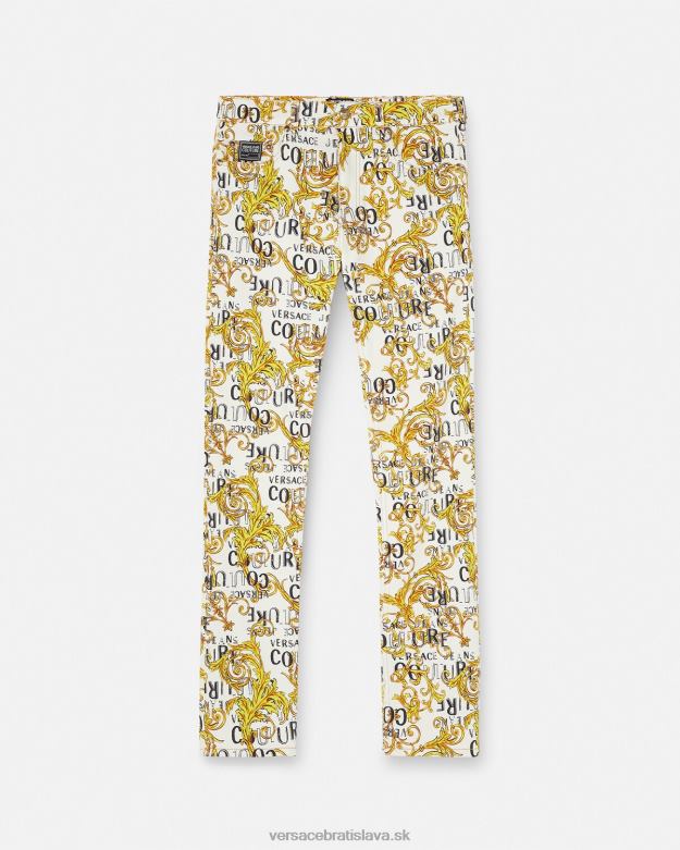 oblečenie X8X8P2428 Versace logo couture slim-fit džínsy zlatá a biela muži