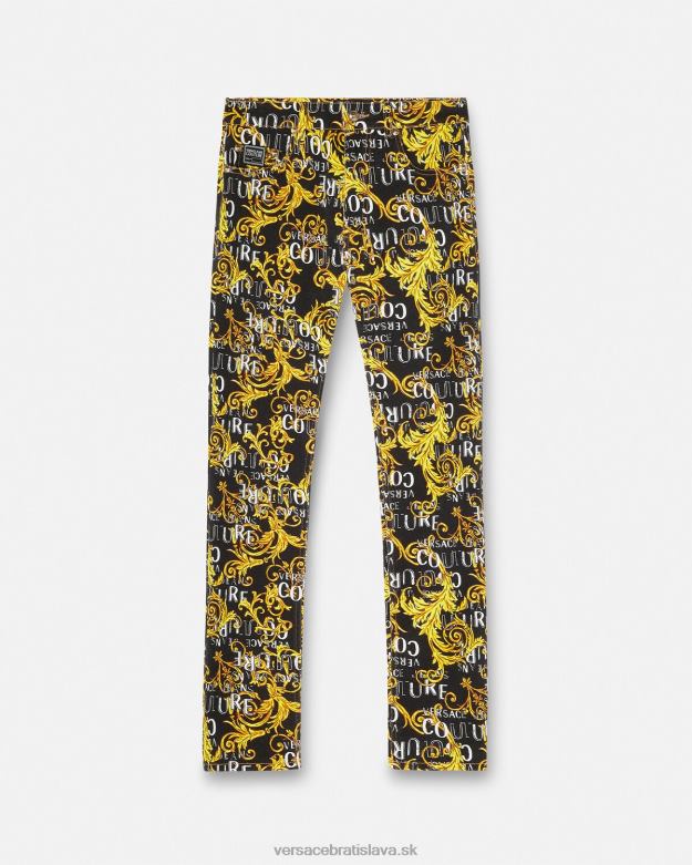 oblečenie X8X8P2429 Versace logo couture slim-fit džínsy čierne zlato muži