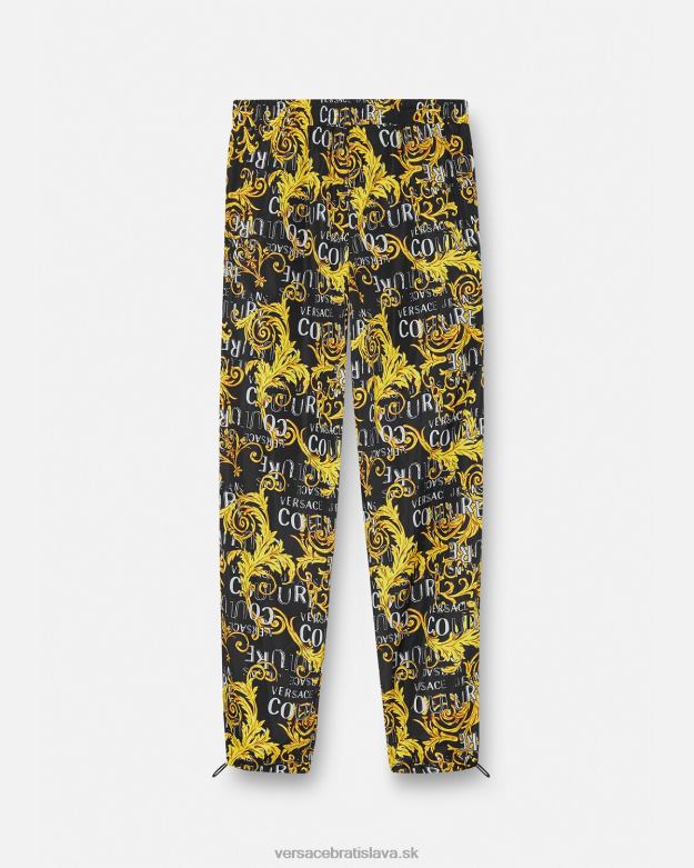 oblečenie X8X8P2430 Versace logo couture nohavice so sťahovacou šnúrkou čierne zlato muži