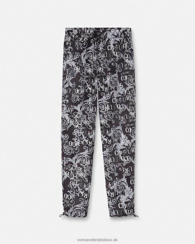 oblečenie X8X8P2431 Versace logo couture nohavice so sťahovacou šnúrkou čierna a tlač muži