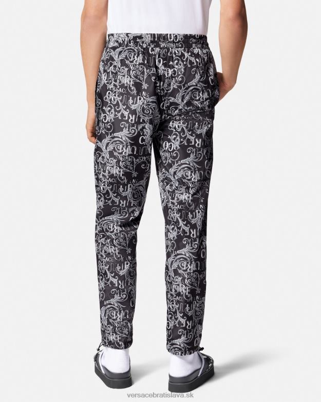 oblečenie X8X8P2431 Versace logo couture nohavice so sťahovacou šnúrkou čierna a tlač muži