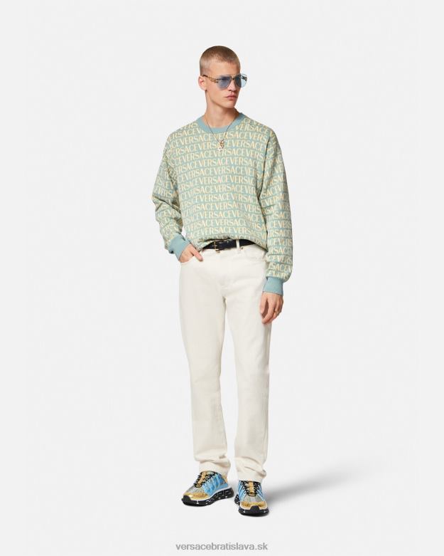oblečenie X8X8P1325 Versace celoplošný pletený sveter vytlačiť muži