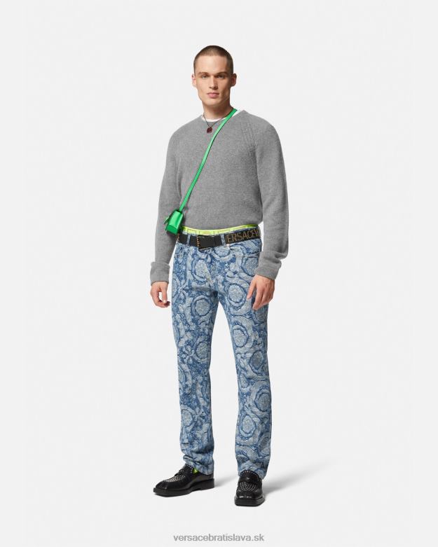 oblečenie X8X8P1333 Versace grécky kašmírový sveter sivá muži