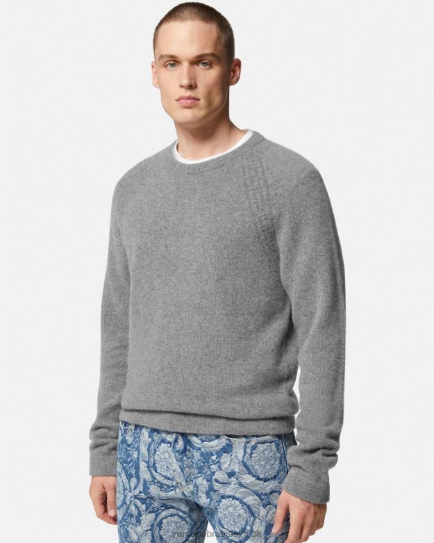 oblečenie X8X8P1333 Versace grécky kašmírový sveter sivá muži
