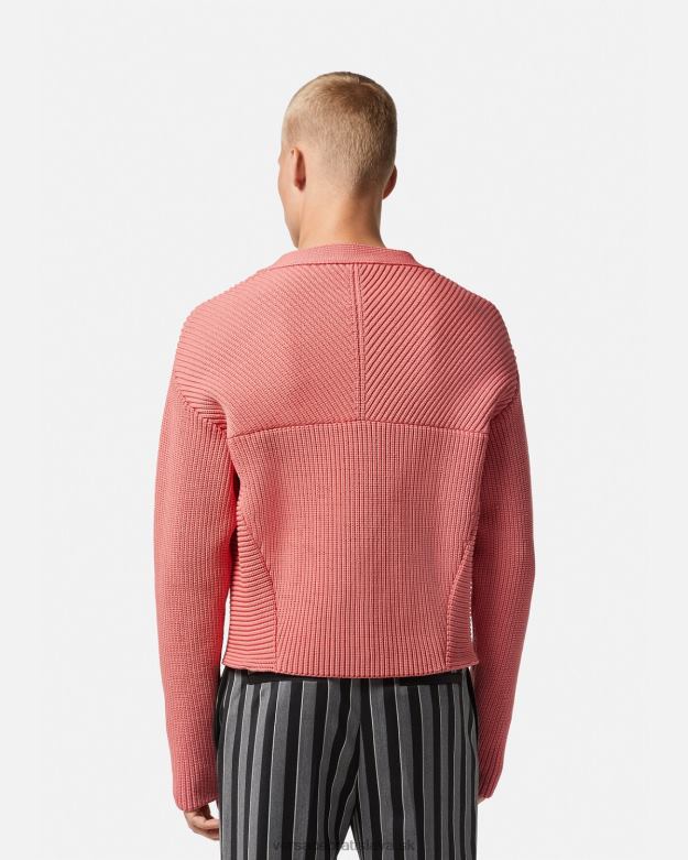 oblečenie X8X8P1334 Versace intarziový pletený kardigan Ružová muži