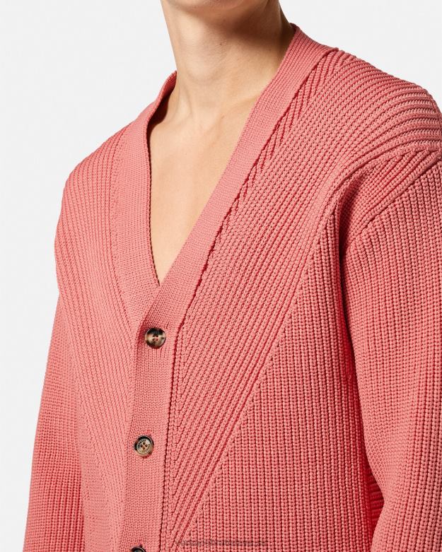 oblečenie X8X8P1334 Versace intarziový pletený kardigan Ružová muži
