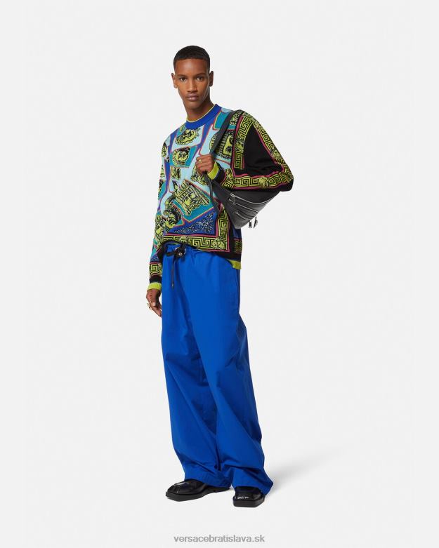 oblečenie X8X8P1335 Versace le maschere žakárový sveter vytlačiť muži