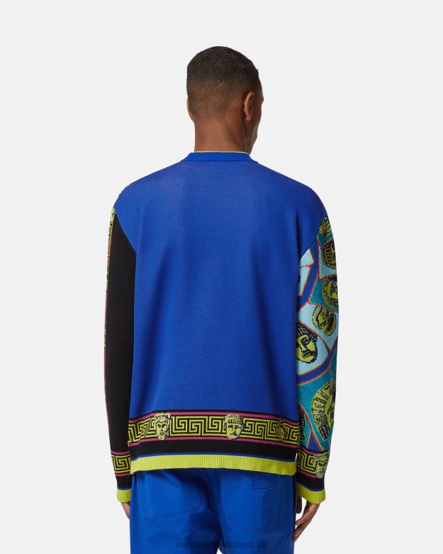 oblečenie X8X8P1335 Versace le maschere žakárový sveter vytlačiť muži
